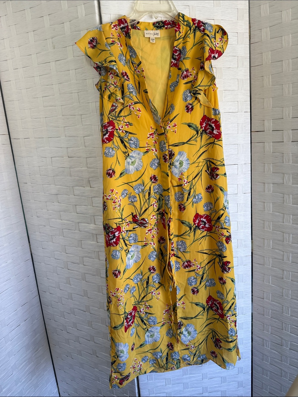 Maison Jules Yellow Floral-Trim Maxi Dress size xxs